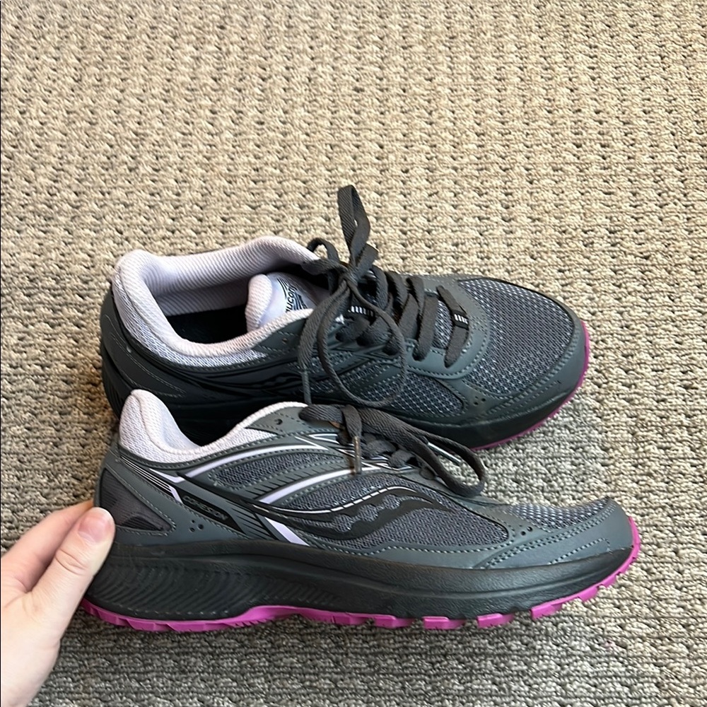 Saucony Cohesion TR14 Charcoal and Lilac Tennis Shoes